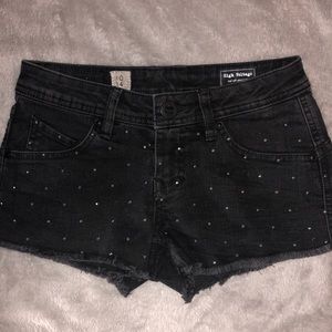 volcom black jean shorts